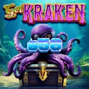 Interface de jogo do slot Get Kraken com tema subaquático e o Kraken central.